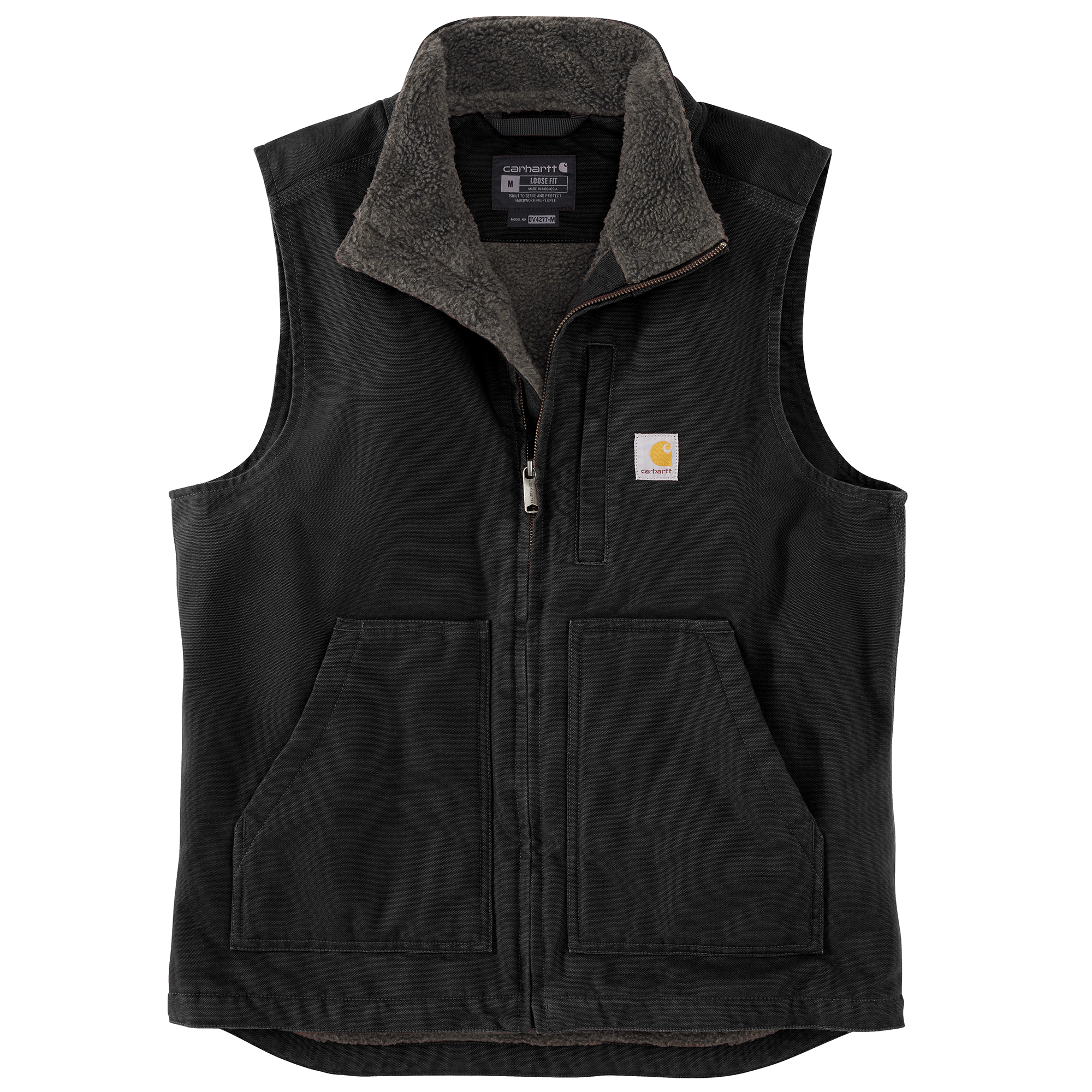 Carhartt Washed Duck Sherpa Lined Mock Neck Vest - Mens