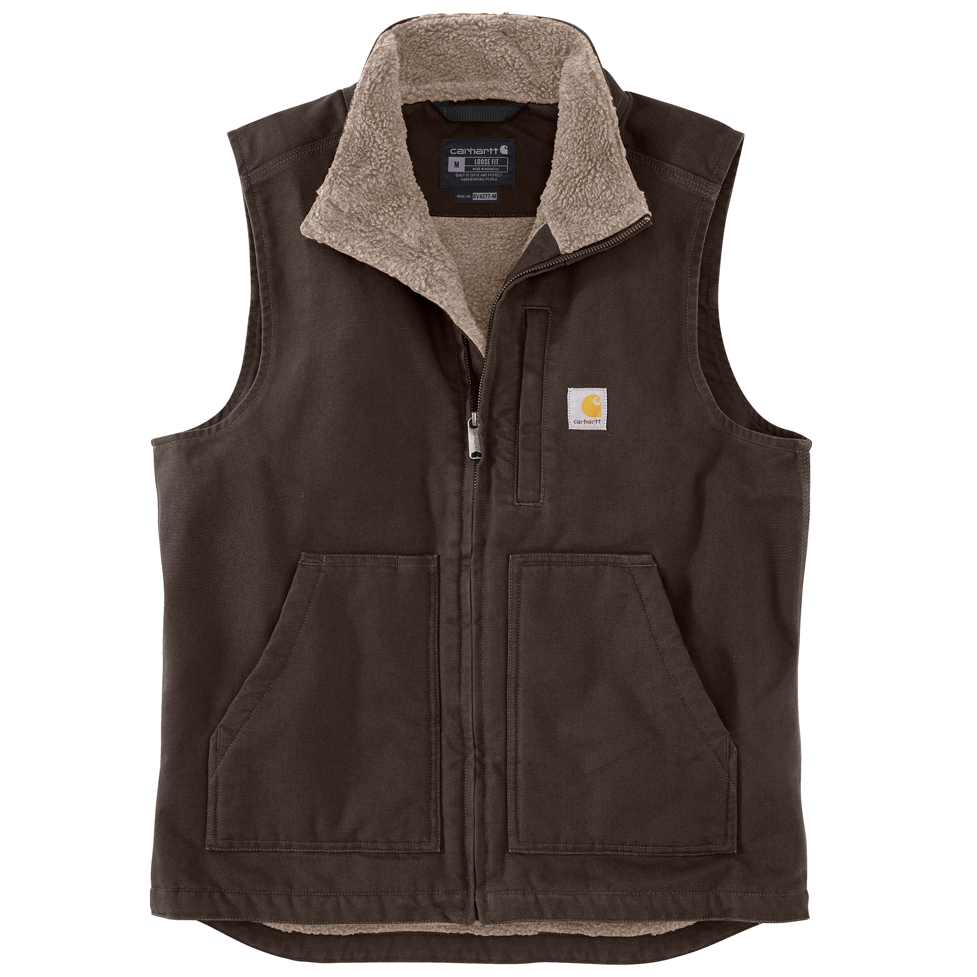 Carhartt Washed Duck Sherpa Lined Mock Neck Vest - Mens