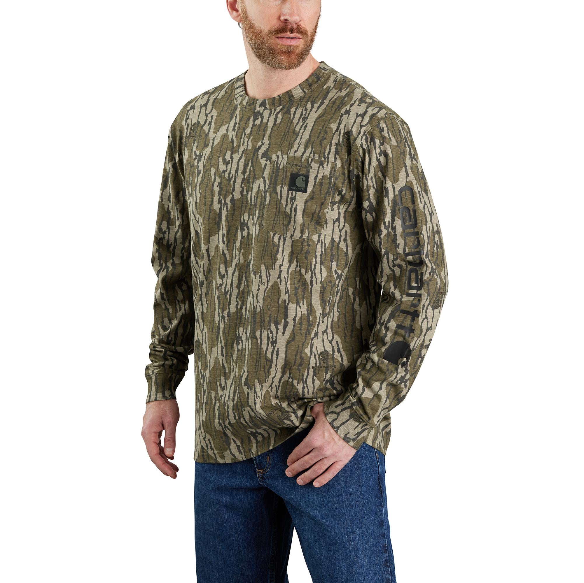 Carhartt Heavyweight Long-Sleeve Pocket Camo Logo Tee - Mens