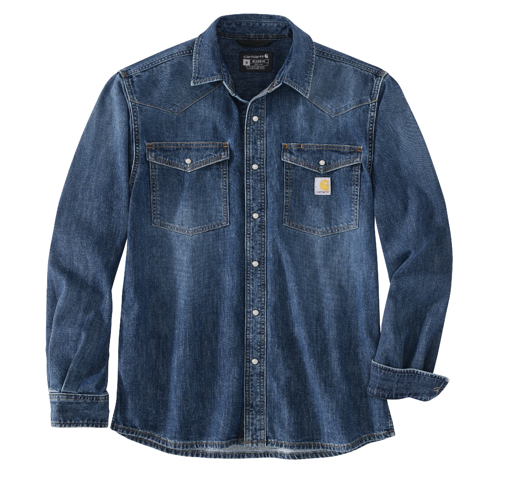 Carhartt Montana Midweight Denim Long-Sleeve Snap Front Shirt - Tall - Mens