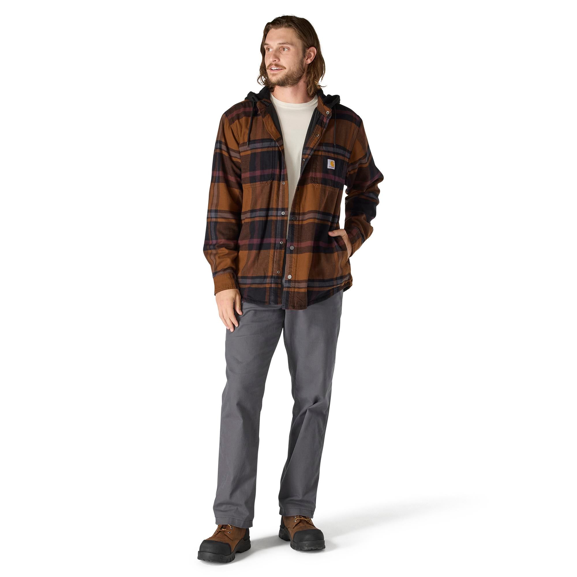 Carhartt Rugged Flex® Flannel Fleece Lined Hooded Shirt Jac - Tall - Mens