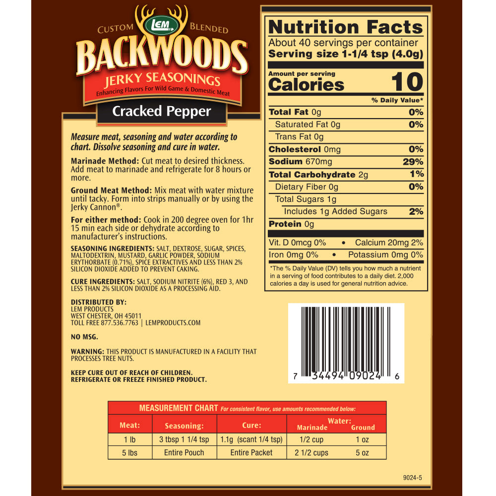 LEM Backwoods Cracked Pepper Jerky Seasoning