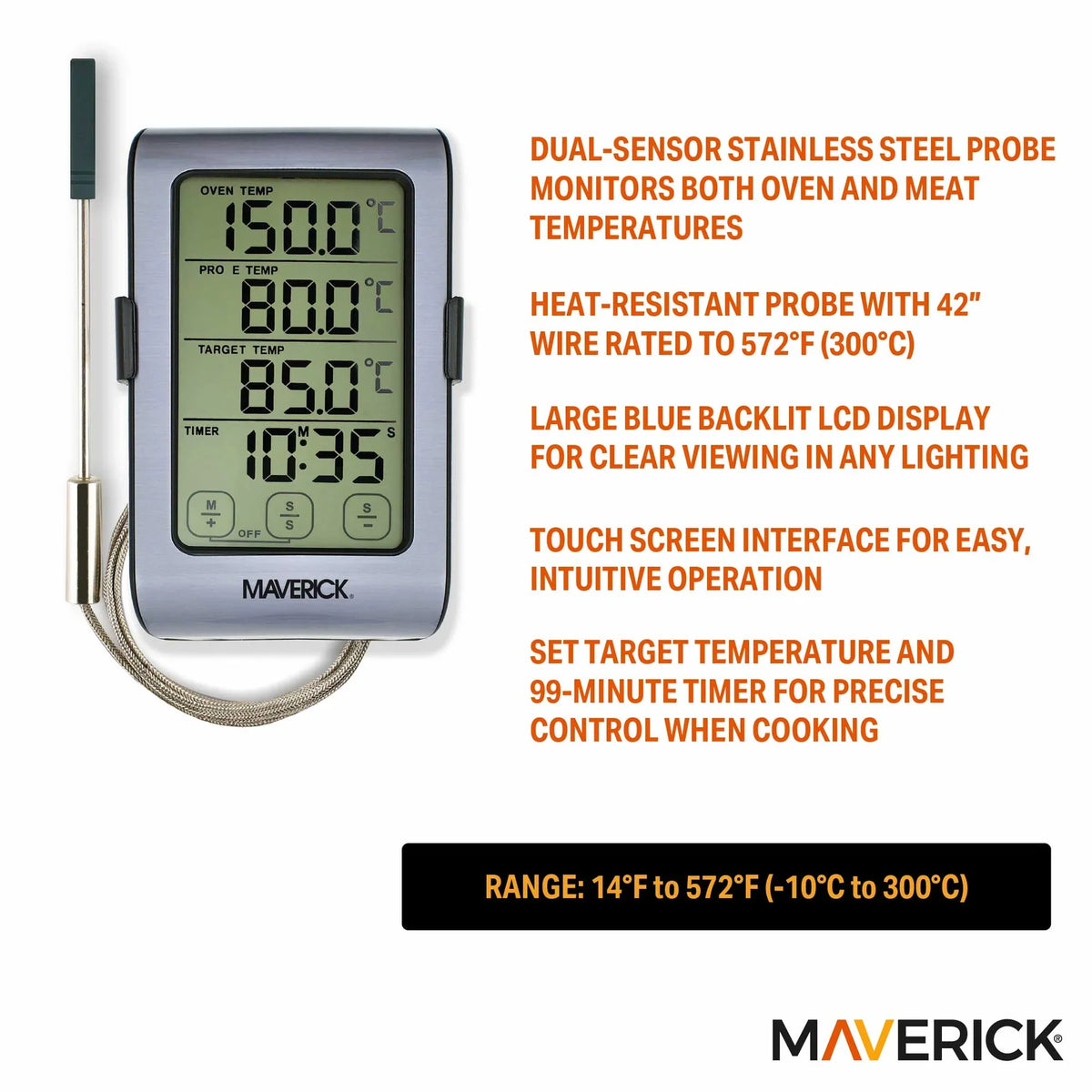 Maverick Dual Sensor Touch Screen Oven and Meat Thermometer