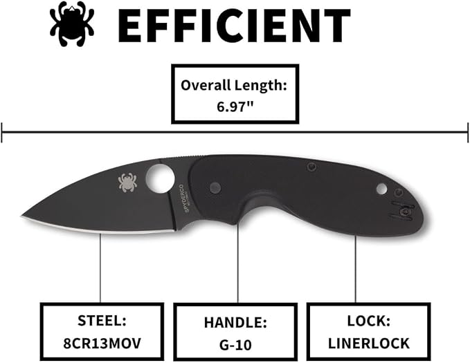 Spyderco Efficient Folding Pocket Knife, PlainEdge