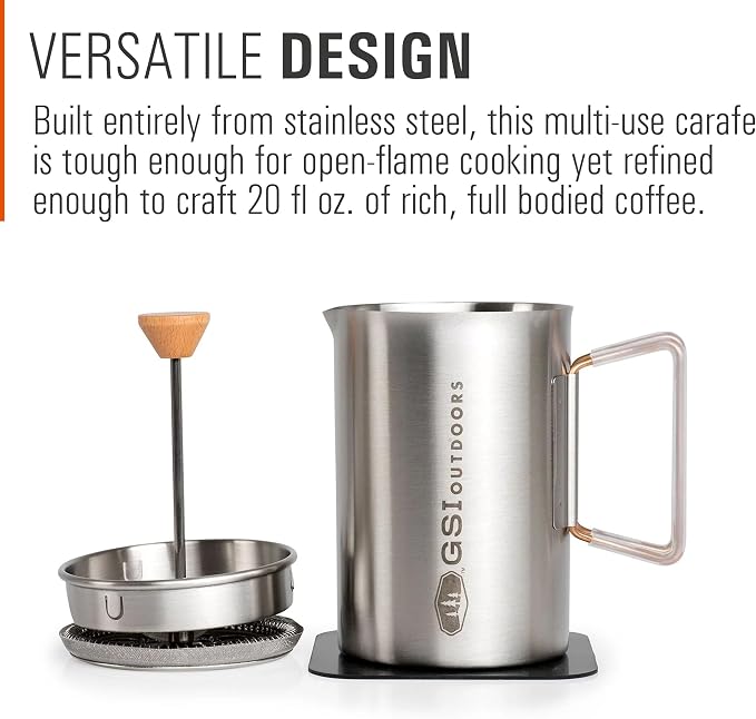 GSI Outdoors Glacier Stovetop Javapress, Stainless Steel French Press Coffee Make