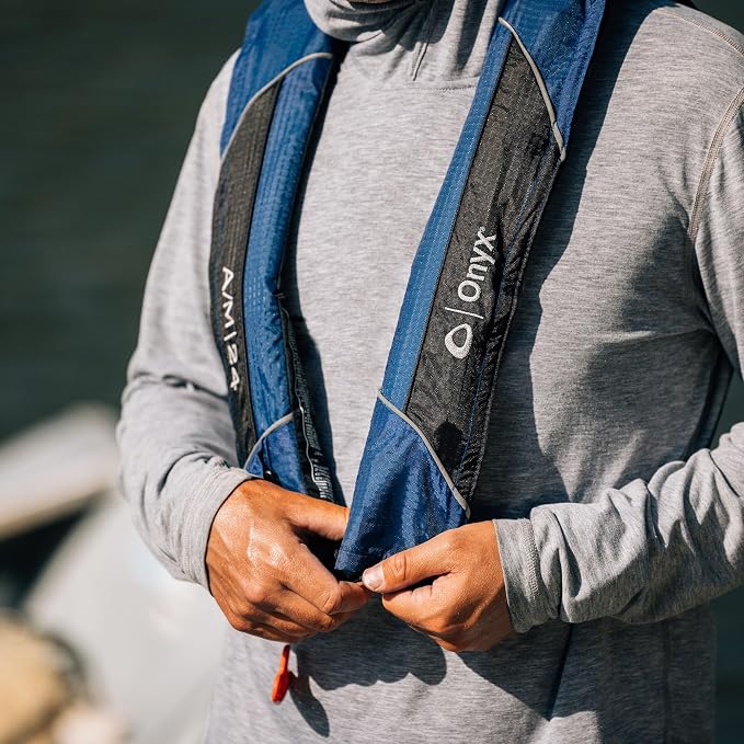 Onyx A/M-24 Automatic/Manual Inflatable Life Jacket, Blue