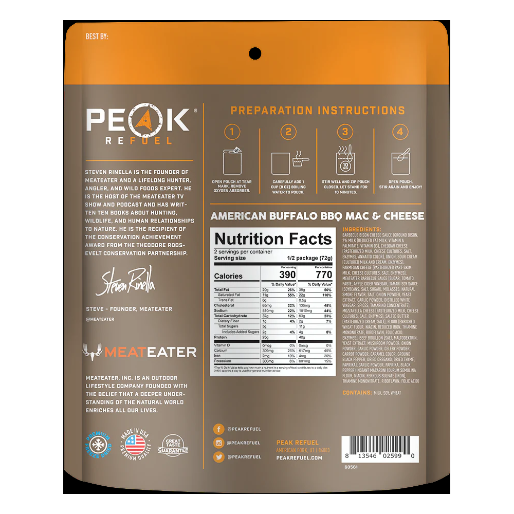 Peak Refuel Meateater Buffalo BBQ Mac & Cheese