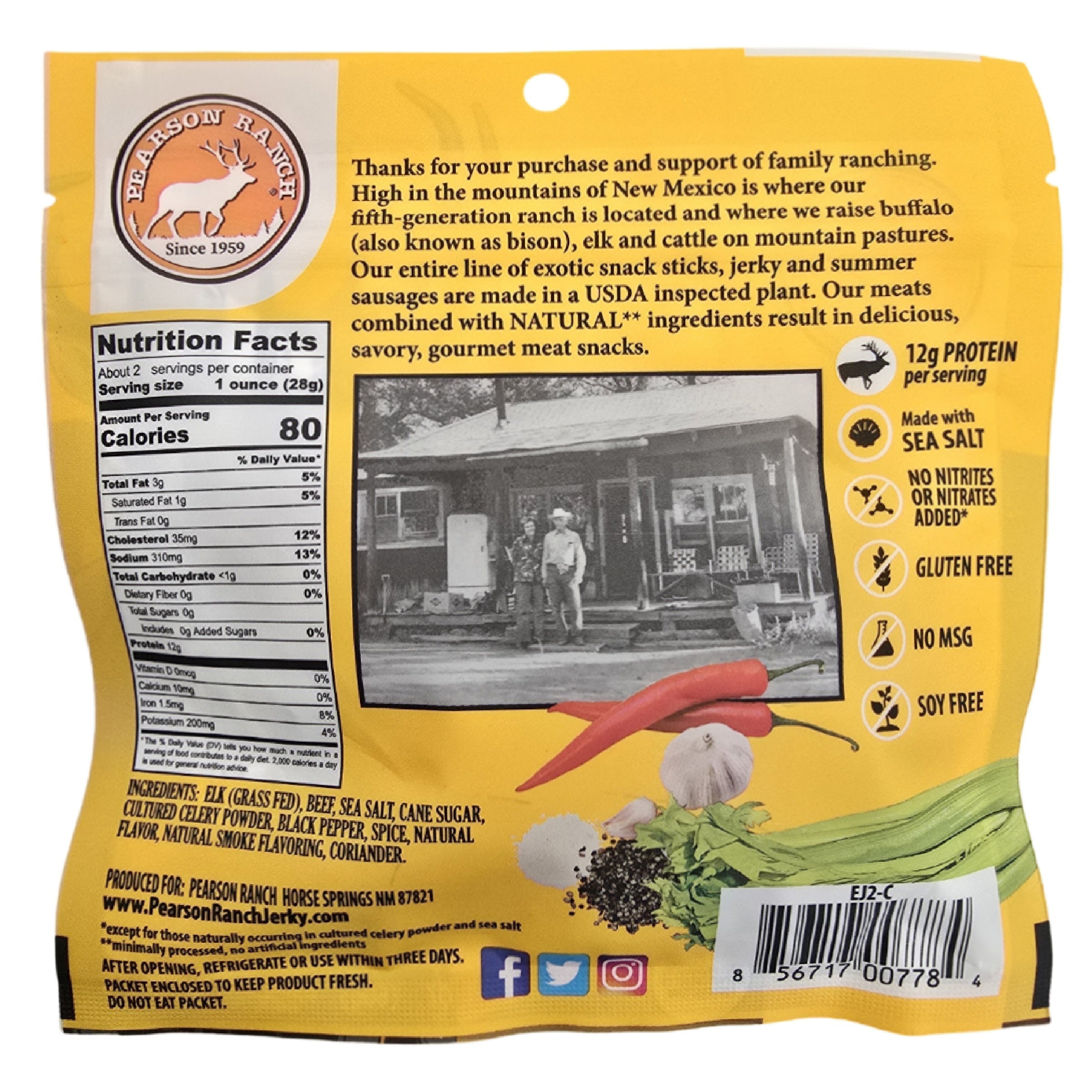 Pearson Ranch Jerky 2.1 Oz. All-Natural Elk Jerky