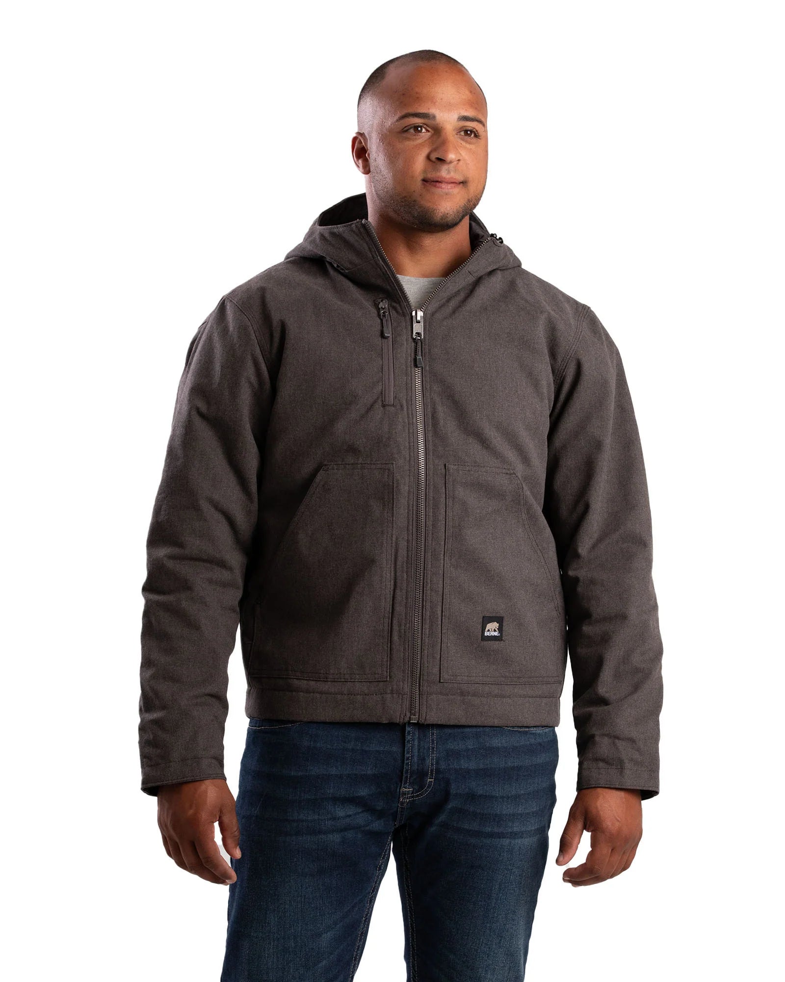 Berne Highland Heathered Duck Hooded Work Jacket - Tall - Mens