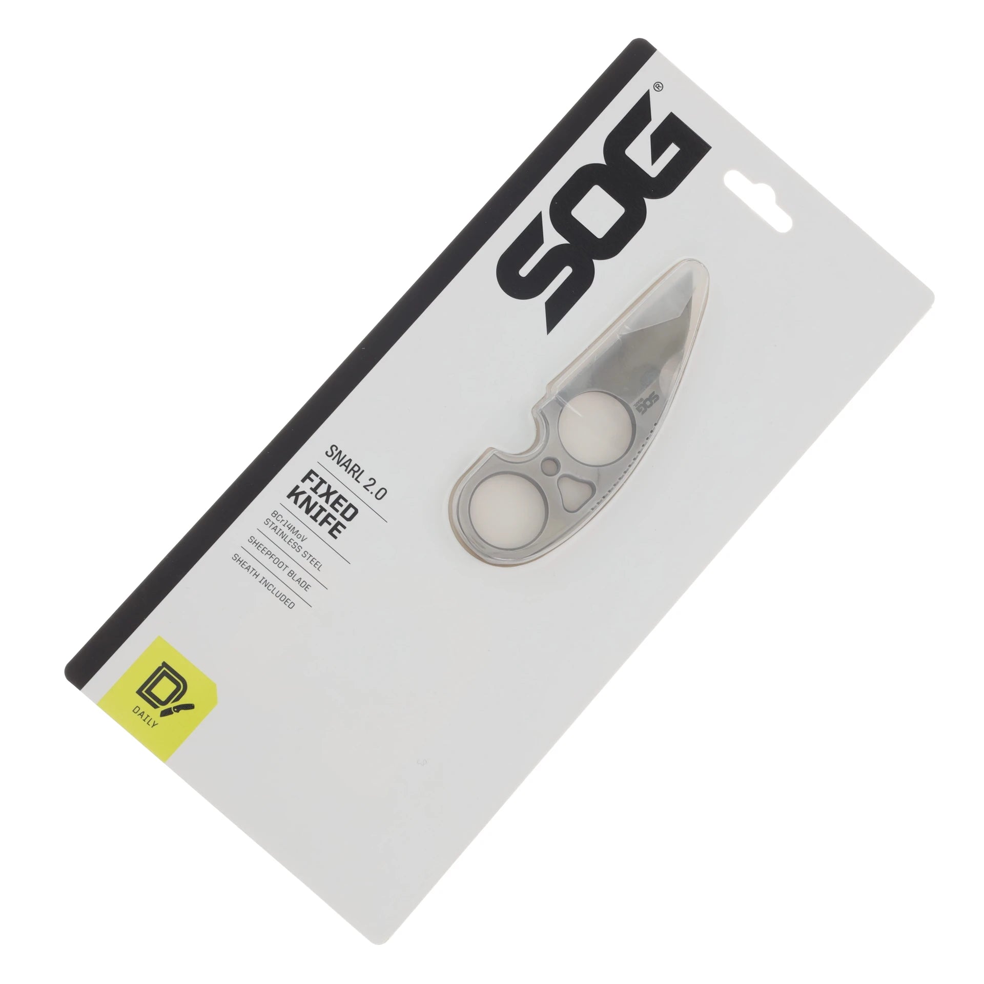 SOG Knives Snarl Fixed Blade Knife 2.3in Plain Satin Sheepsfoot Blade