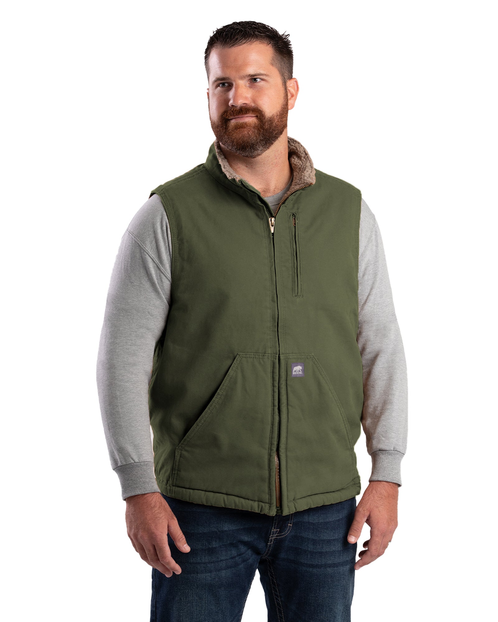 Berne Heartland Sherpa-Lined Washed Duck Vest - Mens