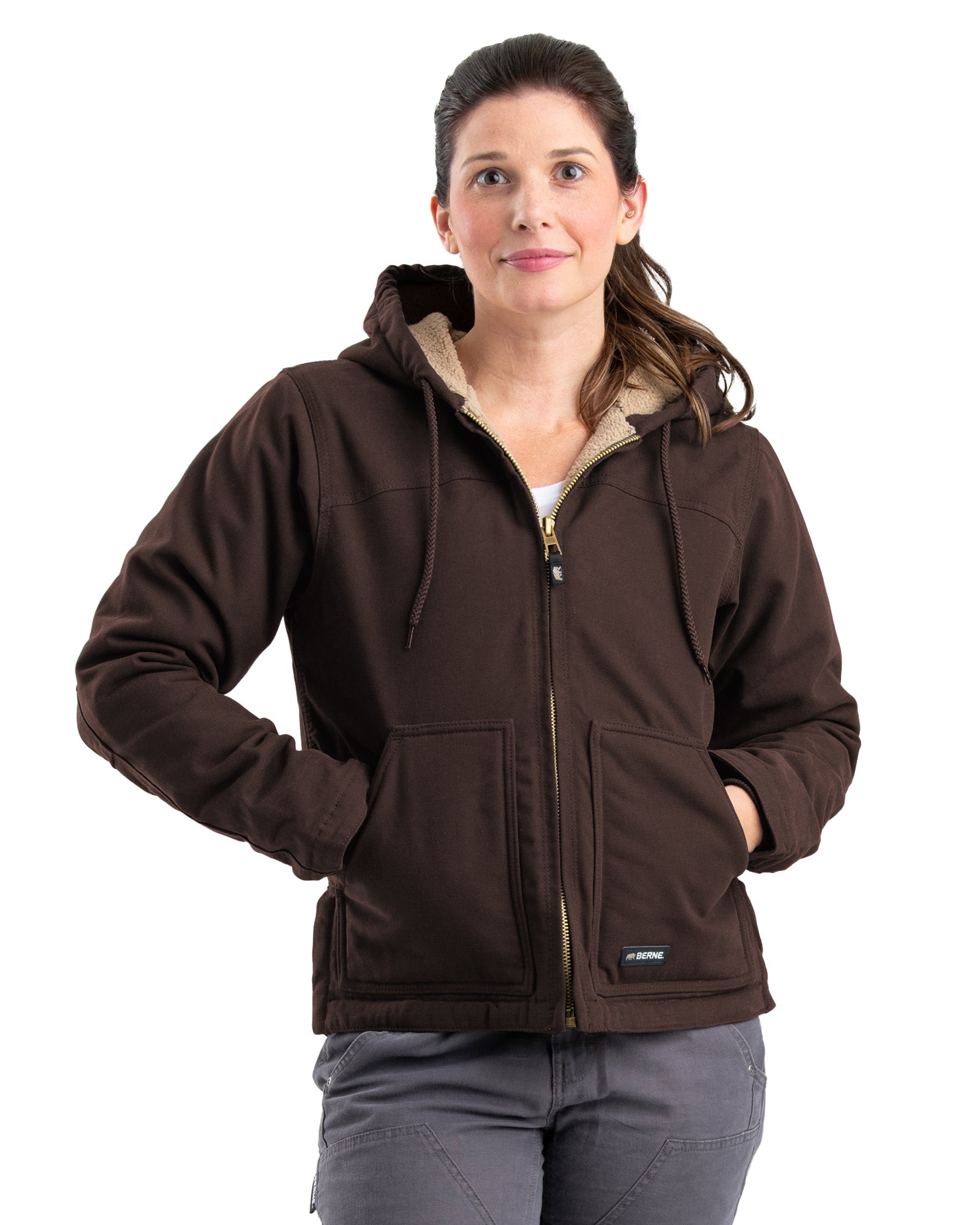 Berne Sherpa-Lined Softstone Duck Hooded Jacket - Womens