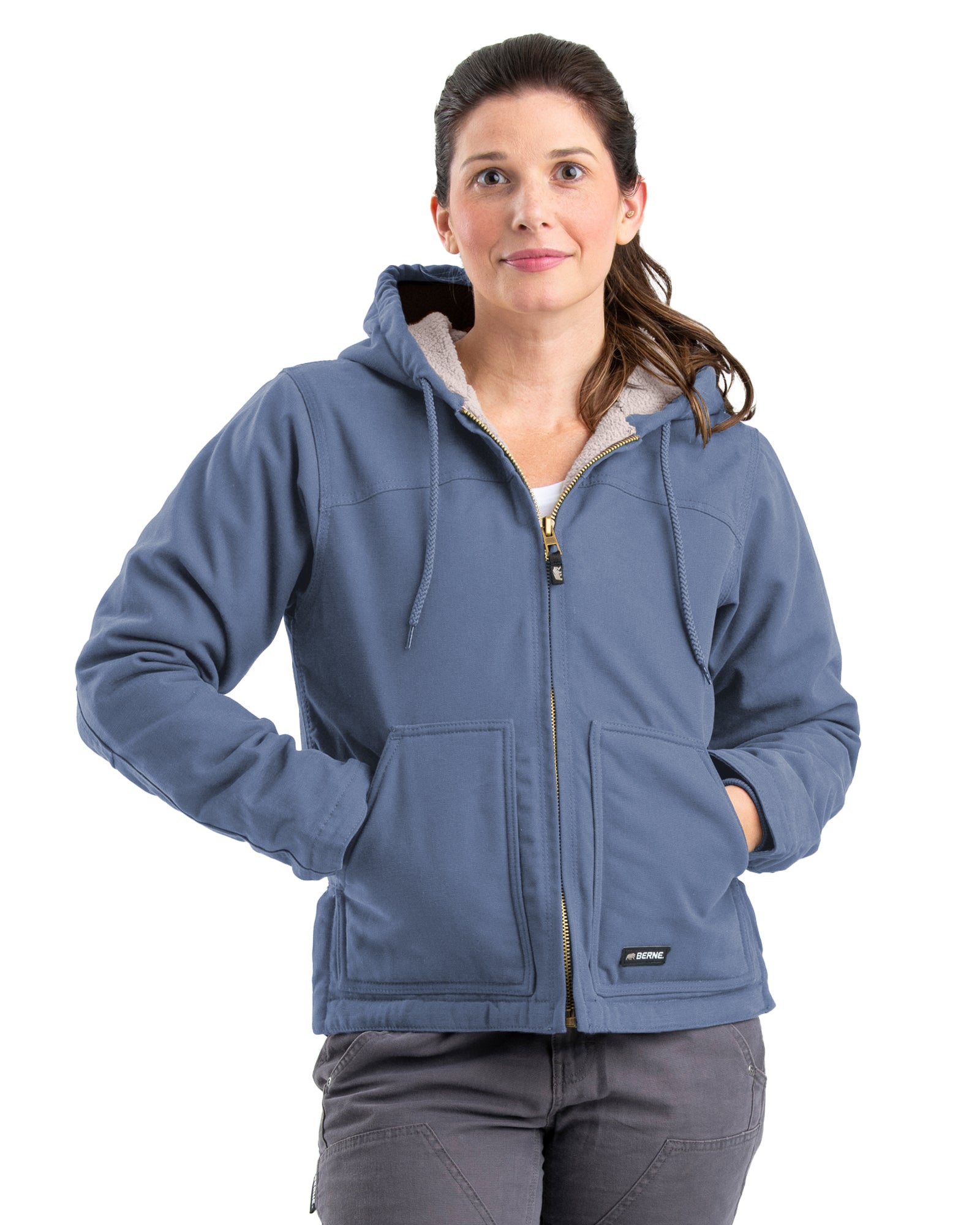 Berne Sherpa-Lined Softstone Duck Hooded Jacket - Womens
