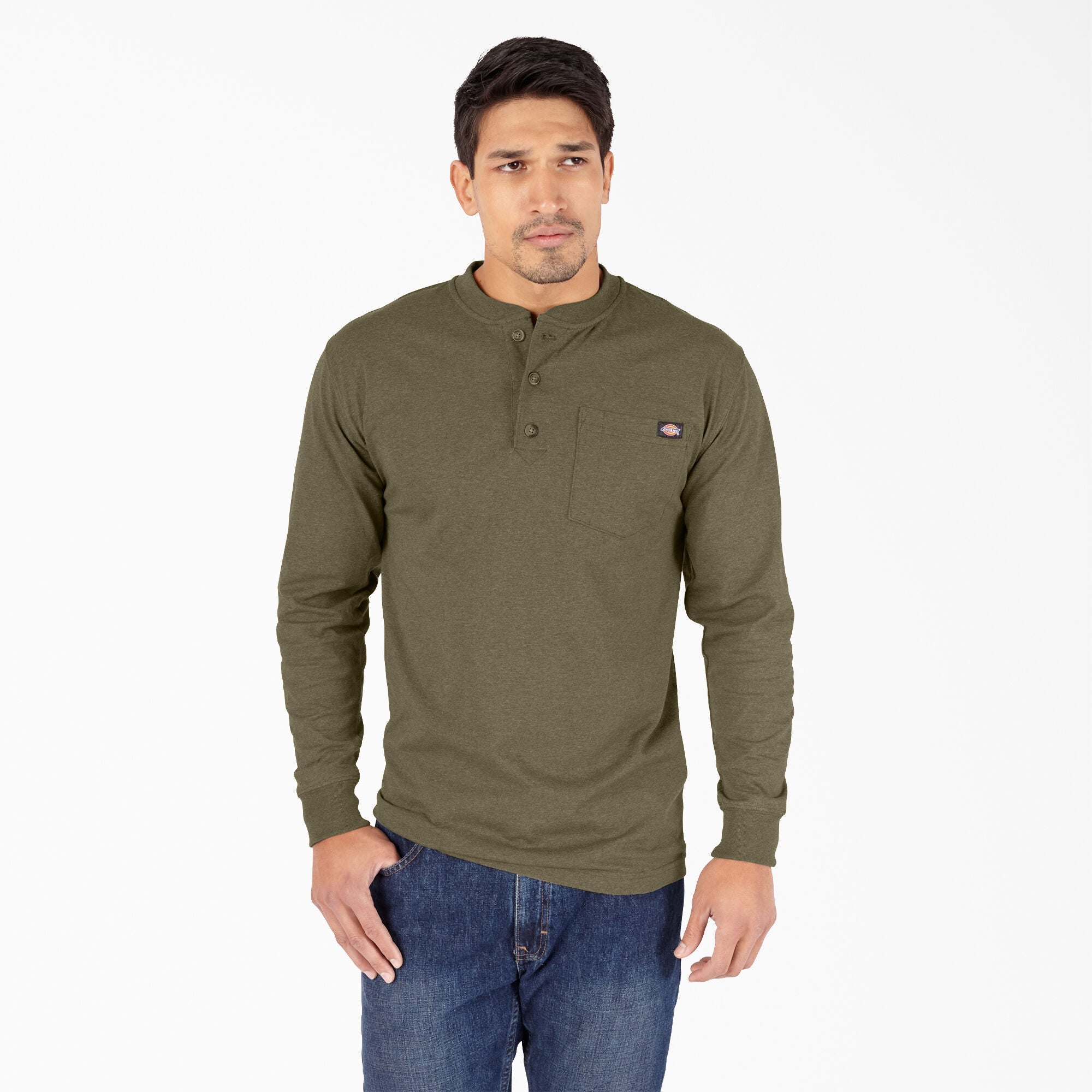 Dickies Heavyweight Heathered Henley Long Sleeve - Tall - Mens