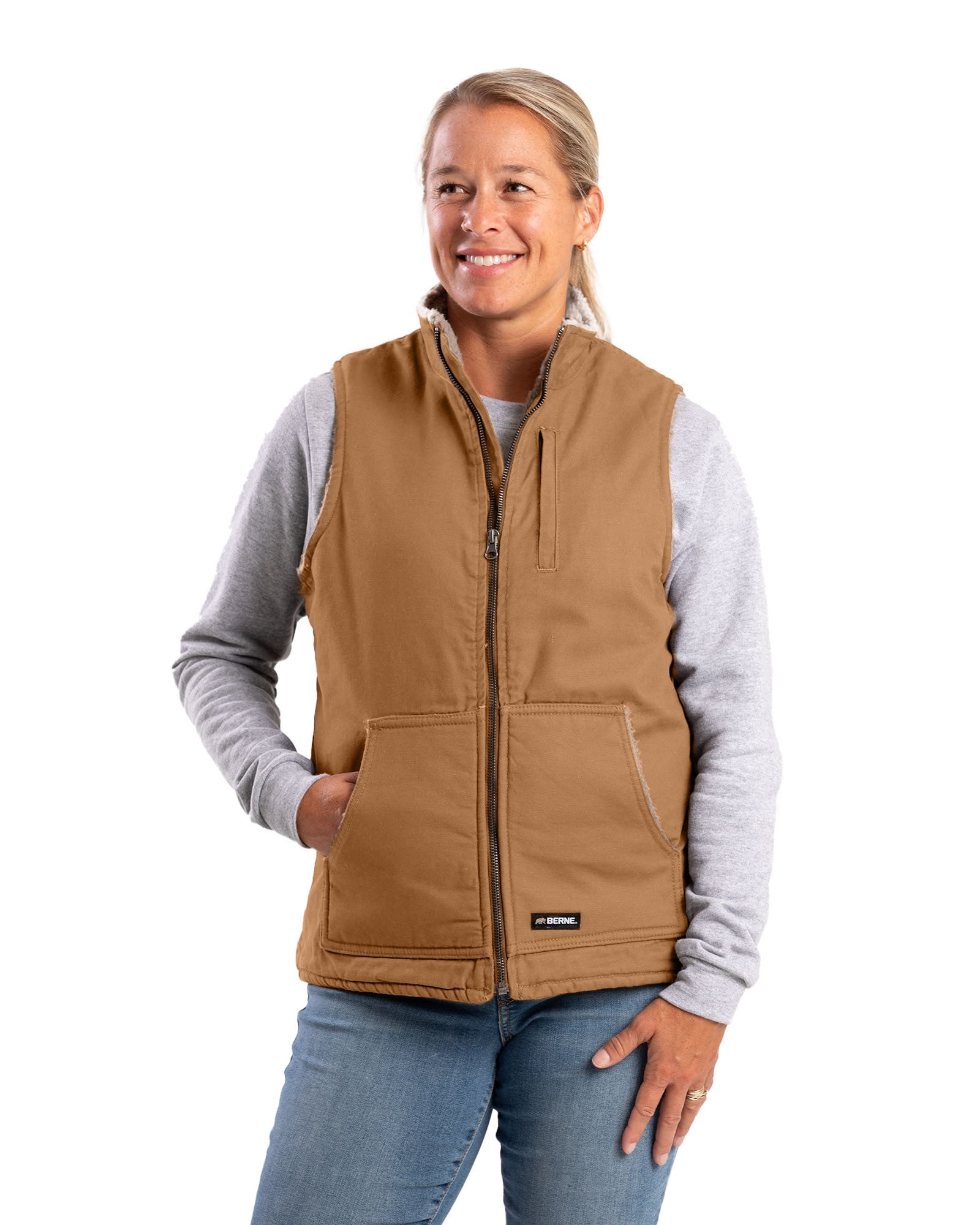 Berne Sherpa-Lined Softstone Duck Vest - Womens