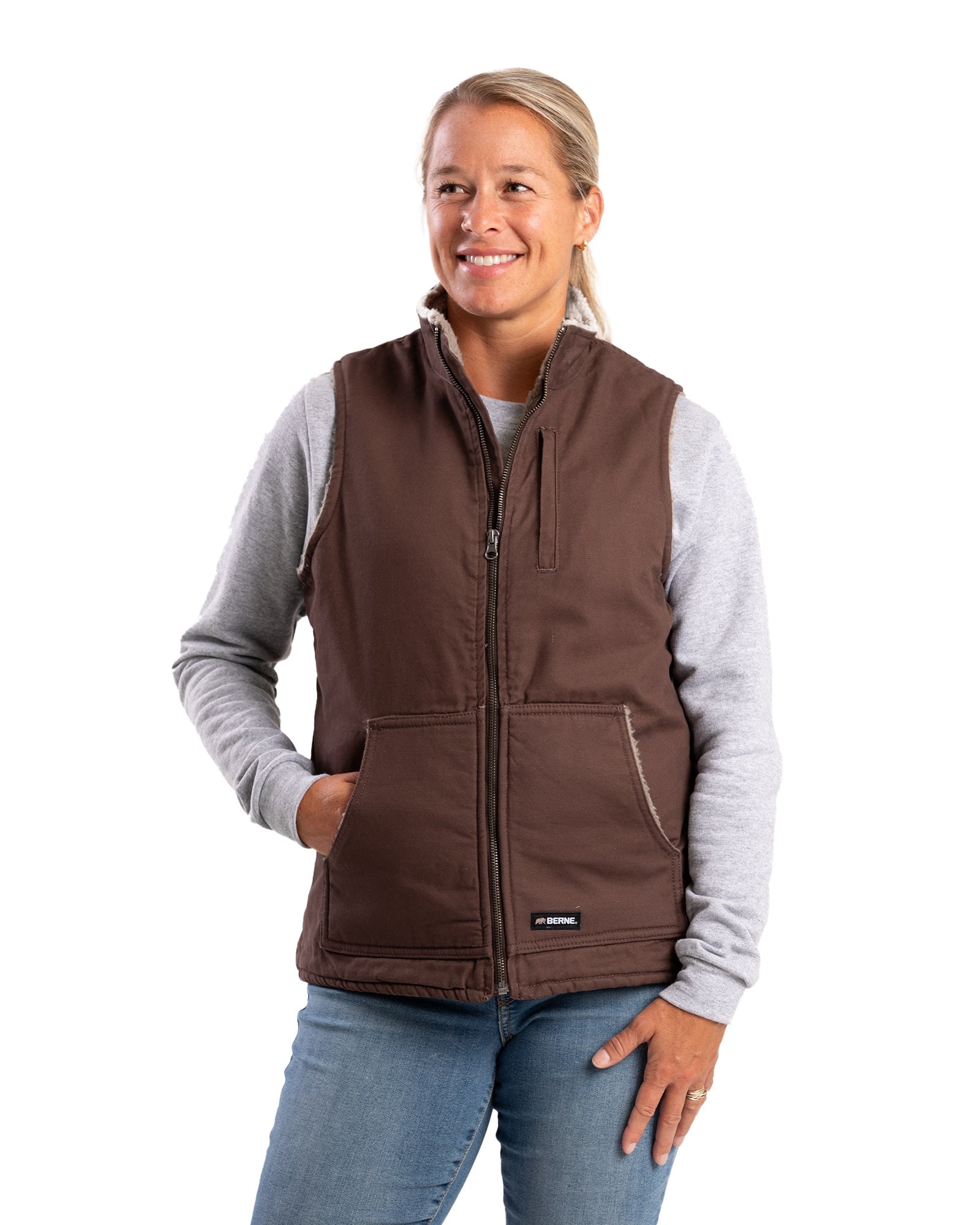 Berne Sherpa-Lined Softstone Duck Vest - Womens