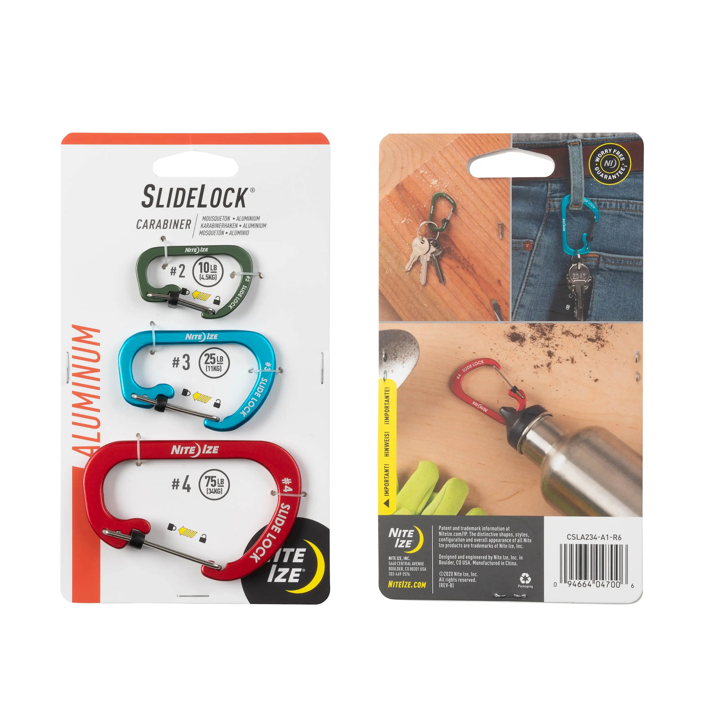 Nite Ize SlideLock Carabiner Aluminum Key Accessory Assorted