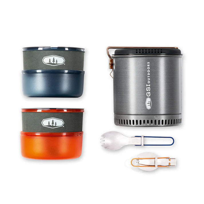GSI Outdoors Halulite Dualist HS, 2-Person Ultralight Backpacking Cooking and Eating Set
