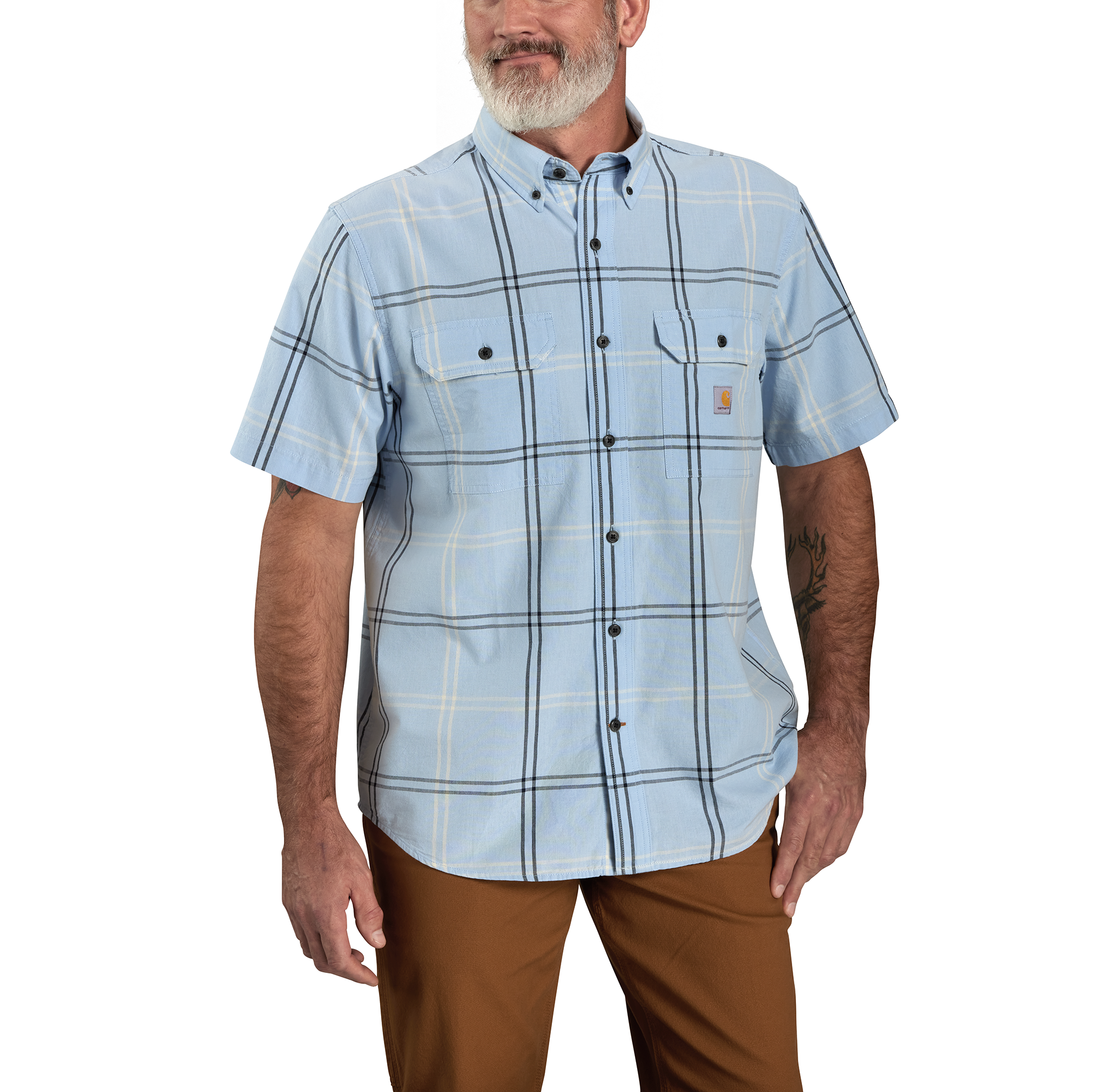 Carhartt Mediumweight Short Sleeve Plaid Shirt - Tall - Mens