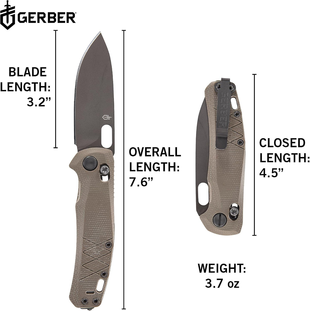 Gerber Scout EDC Folding Pocket Knife, 3.2" Plain Edge Blade, Micarta