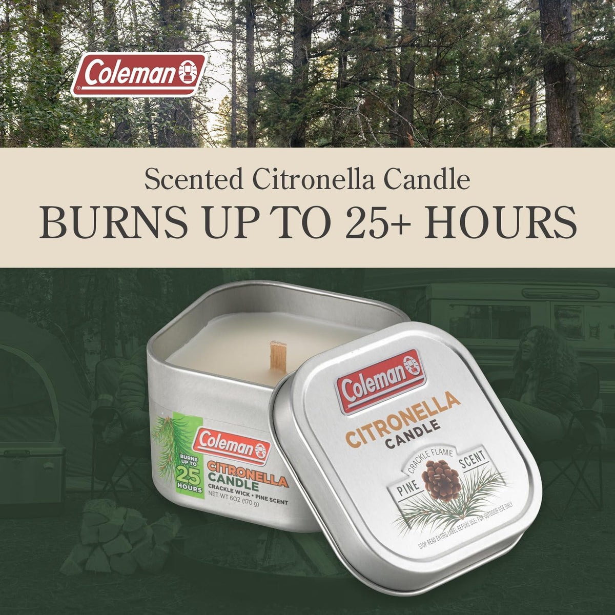 Coleman Scented Citronella Candle with Wooden Crackle Wick