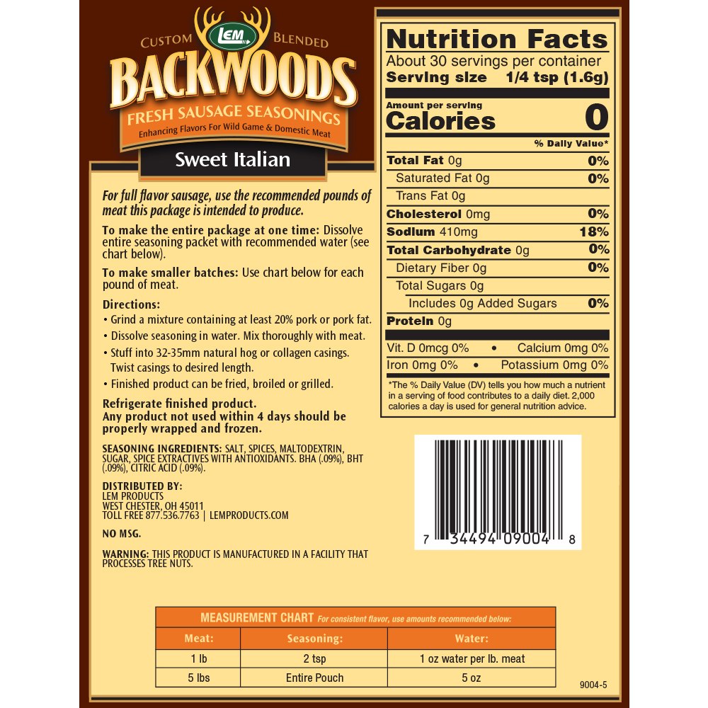 LEM Backwoods Sweet Italian Fresh Sausage Seasoning