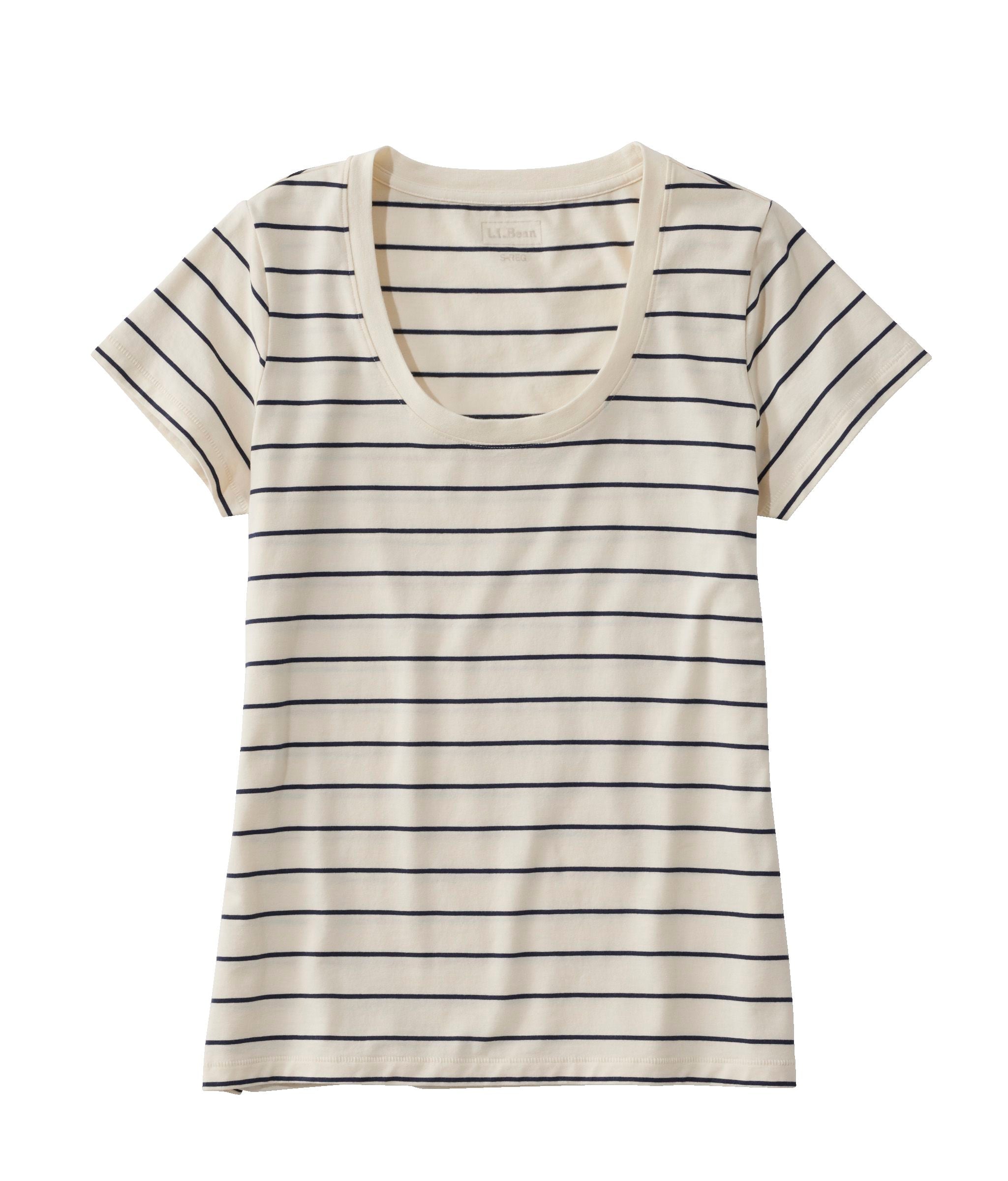 L.L.Bean Striped Soft Stretch Supima-Blend Scoopneck Tee - Womens