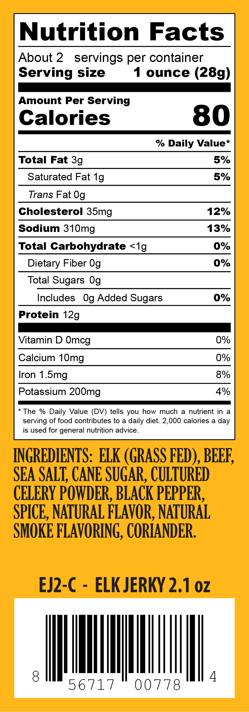Pearson Ranch Jerky 2.1 Oz. All-Natural Elk Jerky