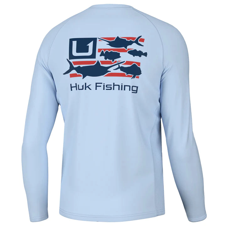 Huk Pursuit Performance Trophy Flag Long Sleeve Shirt - Mens