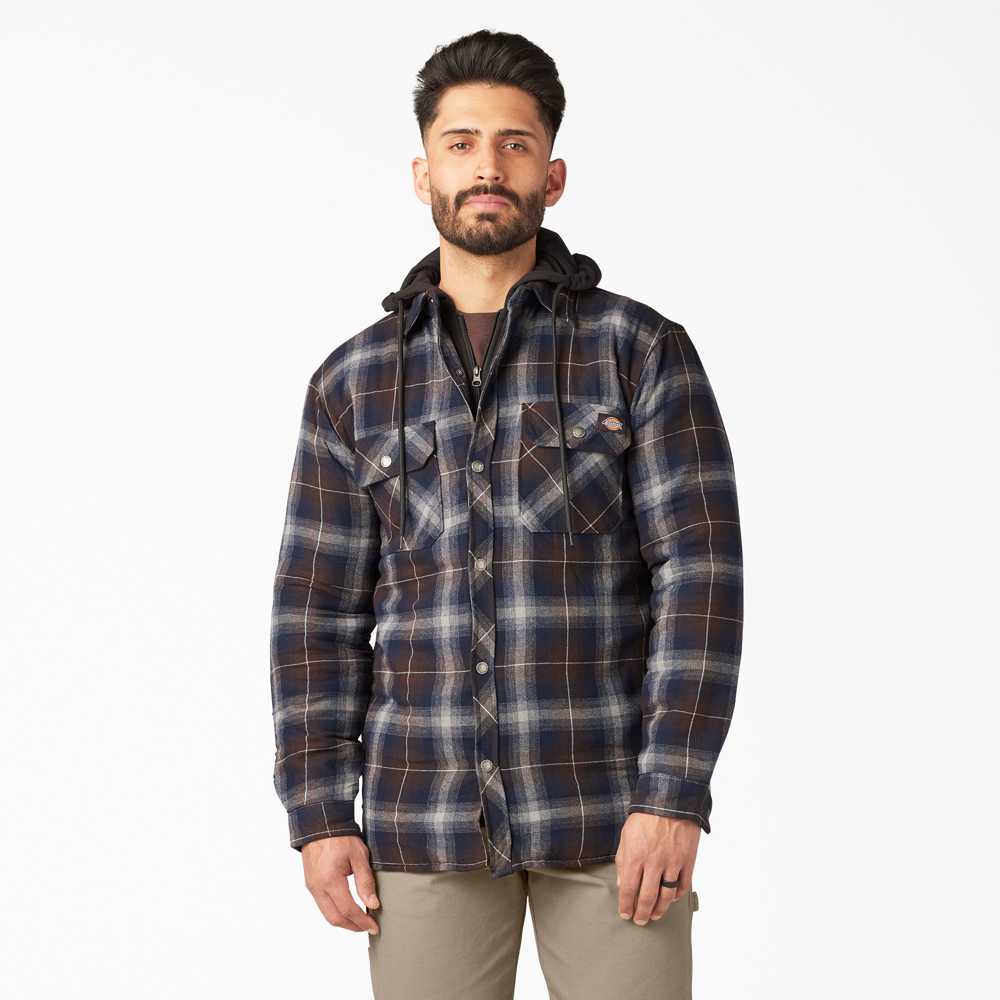 Dickies Water Repellent Flannel Hooded Shirt Jacket - Mens