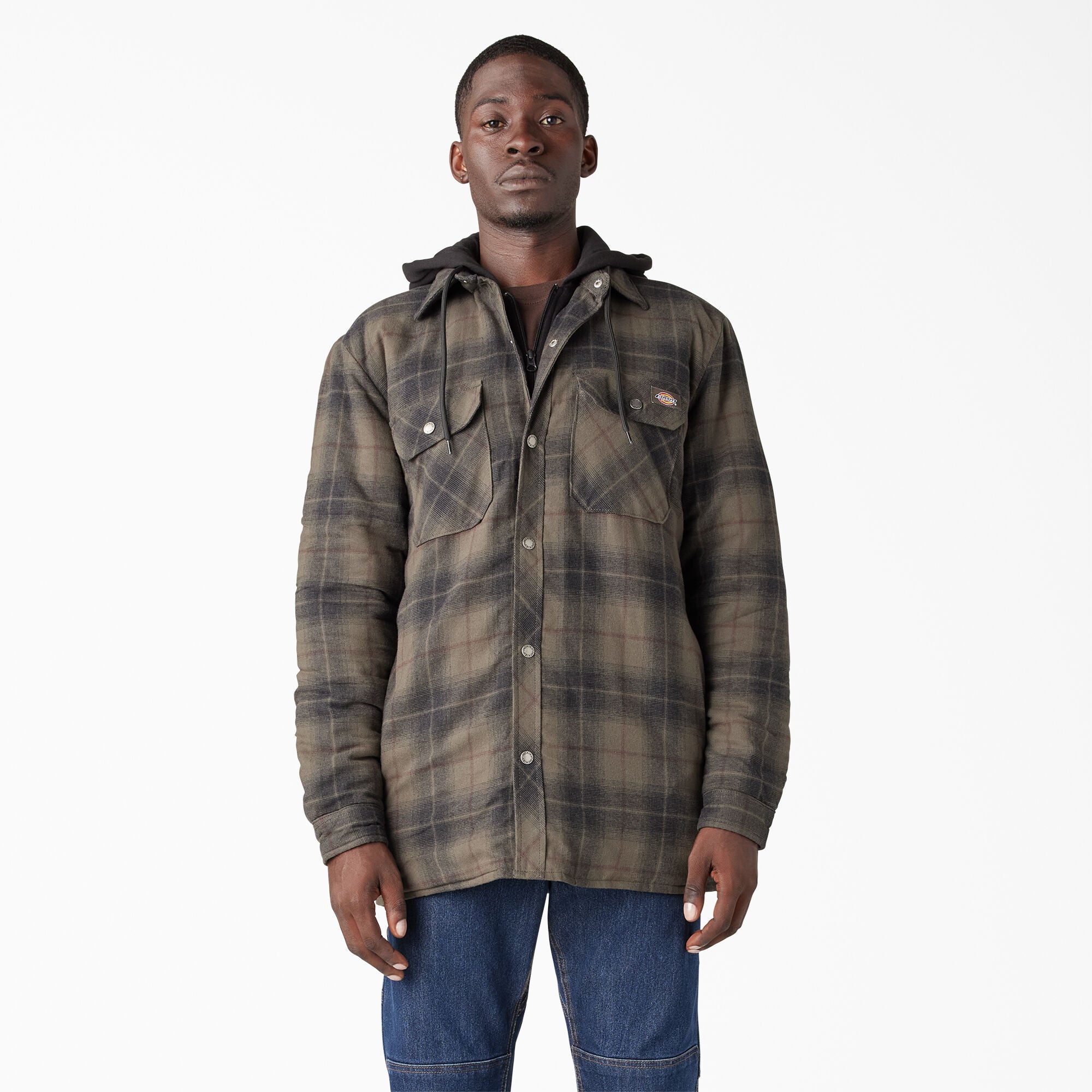 Dickies Water Repellent Flannel Hooded Shirt Jacket Mens