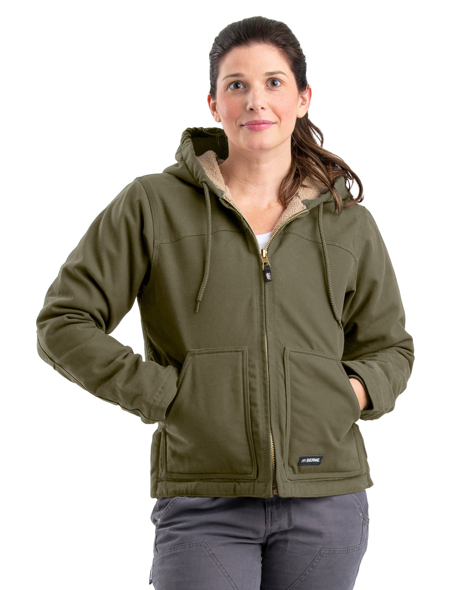 Berne Sherpa-Lined Softstone Duck Hooded Jacket - Womens