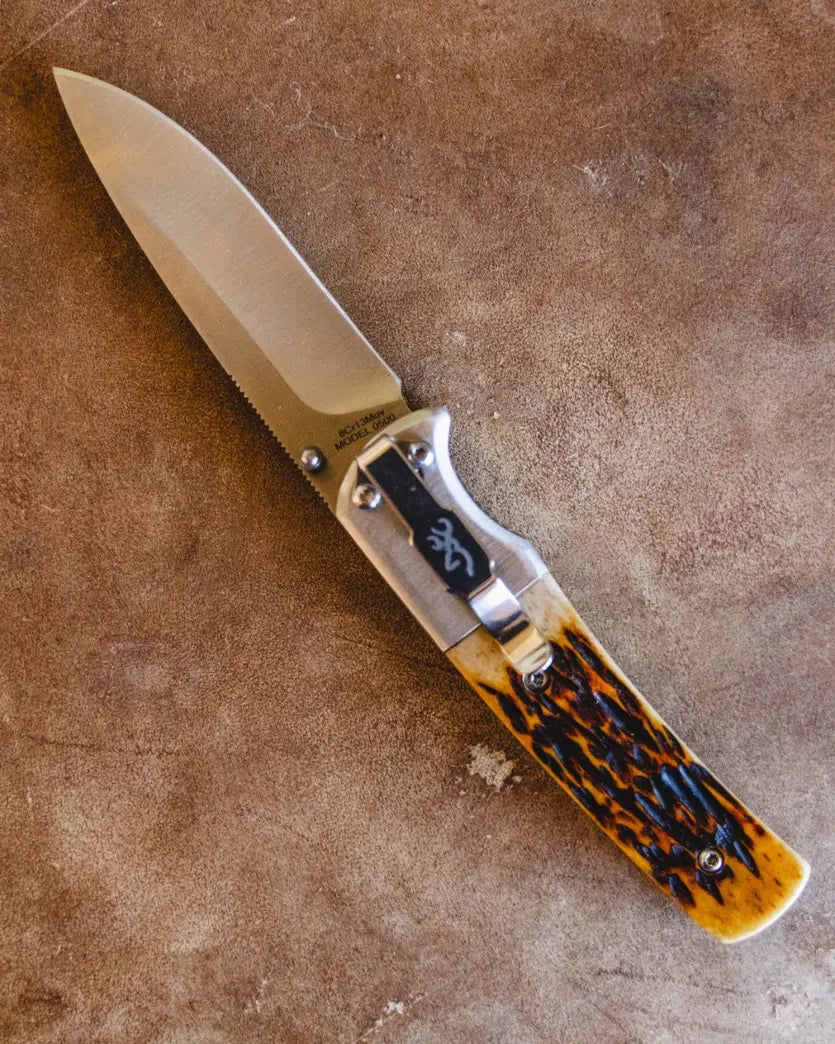 Browning Buckmark Hunter Bone Folding Knife 3"
