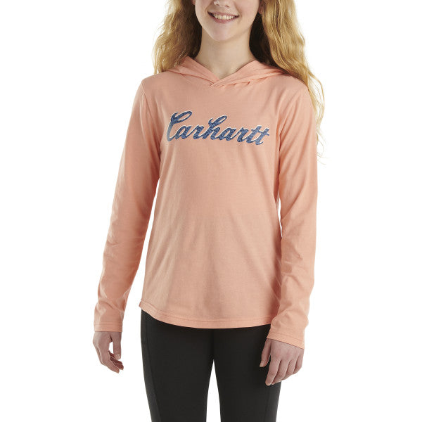 Carhartt Long Sleeve Hooded Cursive Logo T-Shirt - Girls