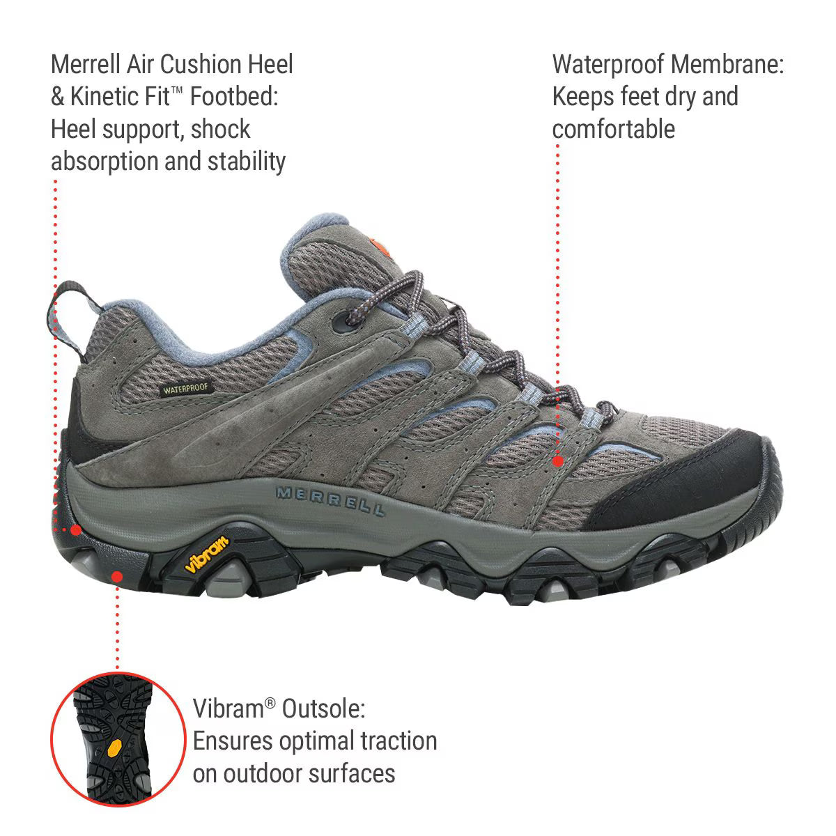 Merrell Womens Moab 3 Waterproof Hiking Shoe