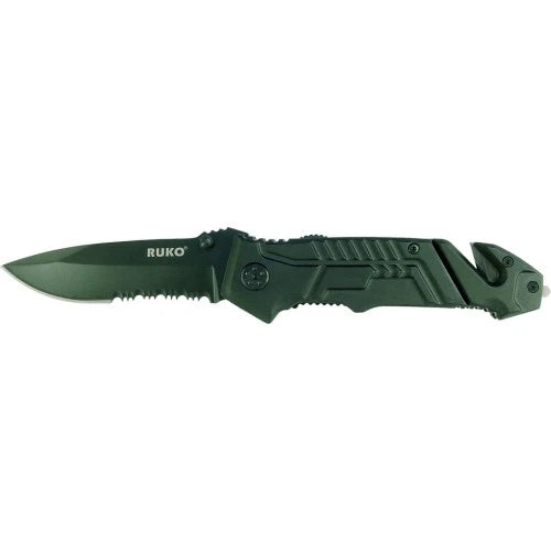 Ruko  3-1/4" Black Rubber Folding Knife