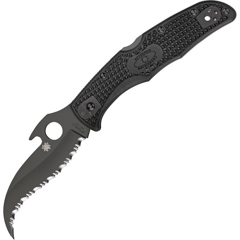 Spyderco Matriarch 2 Black Blade Folding Knife with Emerson Opener